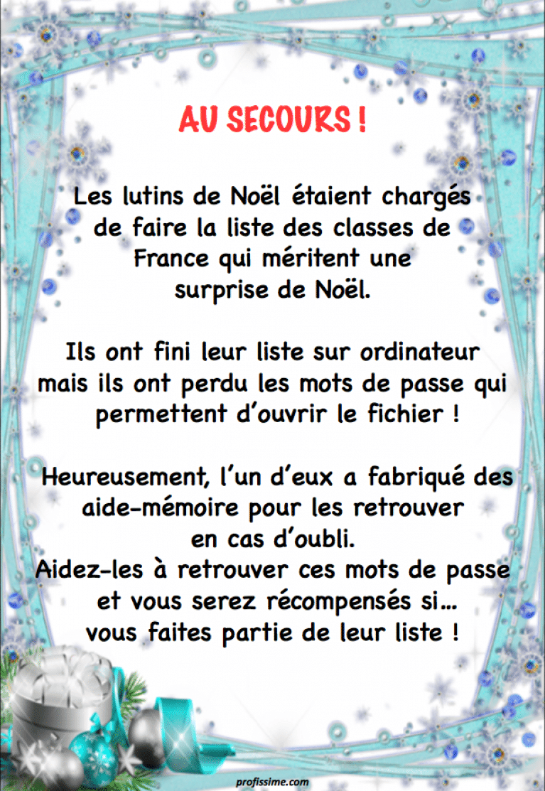 Escape Game Noel Ce2 Cm1 Cm2 Profissime Pdf