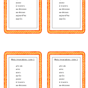 listes de mots invariables