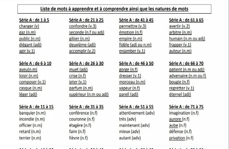 Exercice Famille De Mots : Cm2 Avec Correction