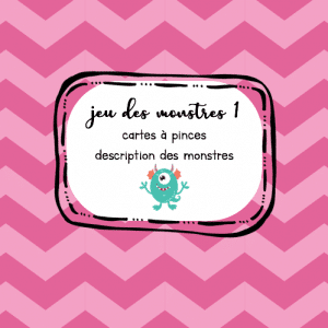 Jeu des monstres 1 – Cartes à pinces