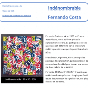 dictée HDA Fernando Costa  » indénombrable »