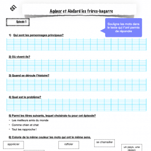 Questionnaire de lecture Agénor et Abélard