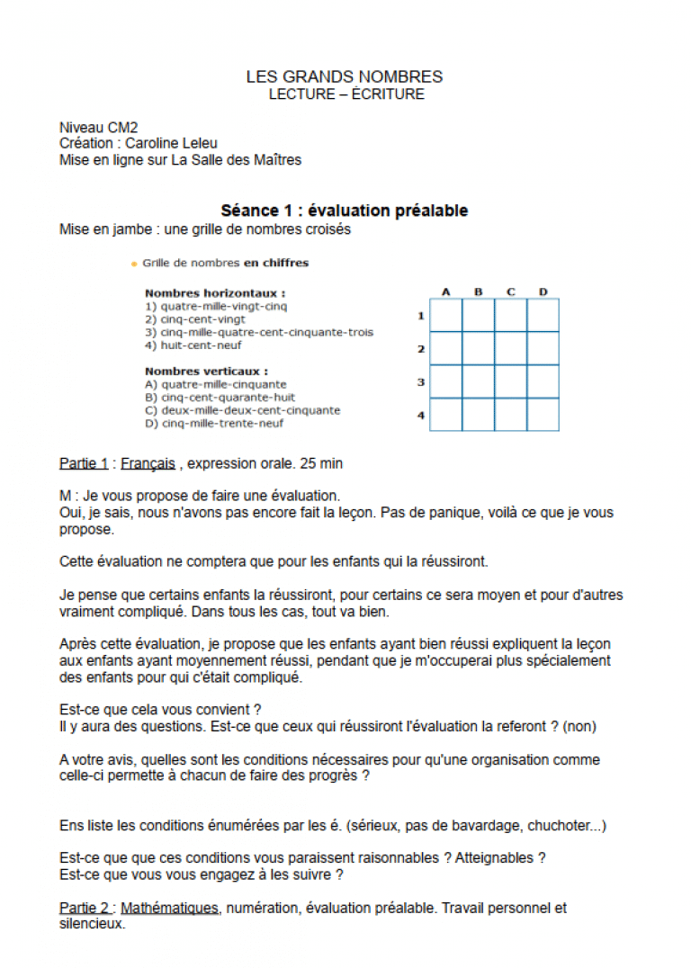 Les Nombres Jusqu Au Milliard Cm2 Exercices