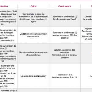 Progression mathématiques CE1