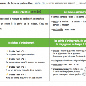 Dictée roman CE1 : "La ferme de Madame Chou"