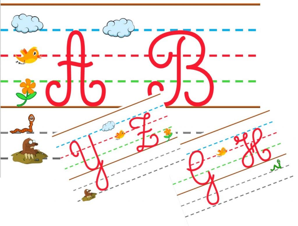 Pack De 3 Affiches Pédagogiques A3 - Alphabet Cursive, Mois Et Saisons Pour Maternelle Et Primaire