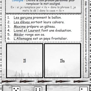 Jeu de dés : la pronominalisation