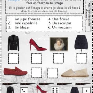 Jeu de dés : les vêtements (Lexique)