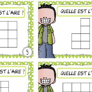 Aire d’un polygone – 24 cartes colorées plastifiables avec 3 cartons de réponses