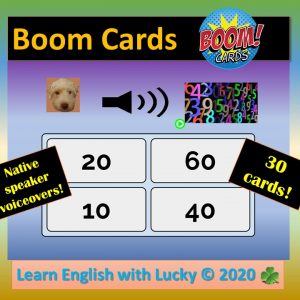 Boom Cards: Ecouter et Identifier les Chiffres x 10 Jusqu’à 100 en Anglais