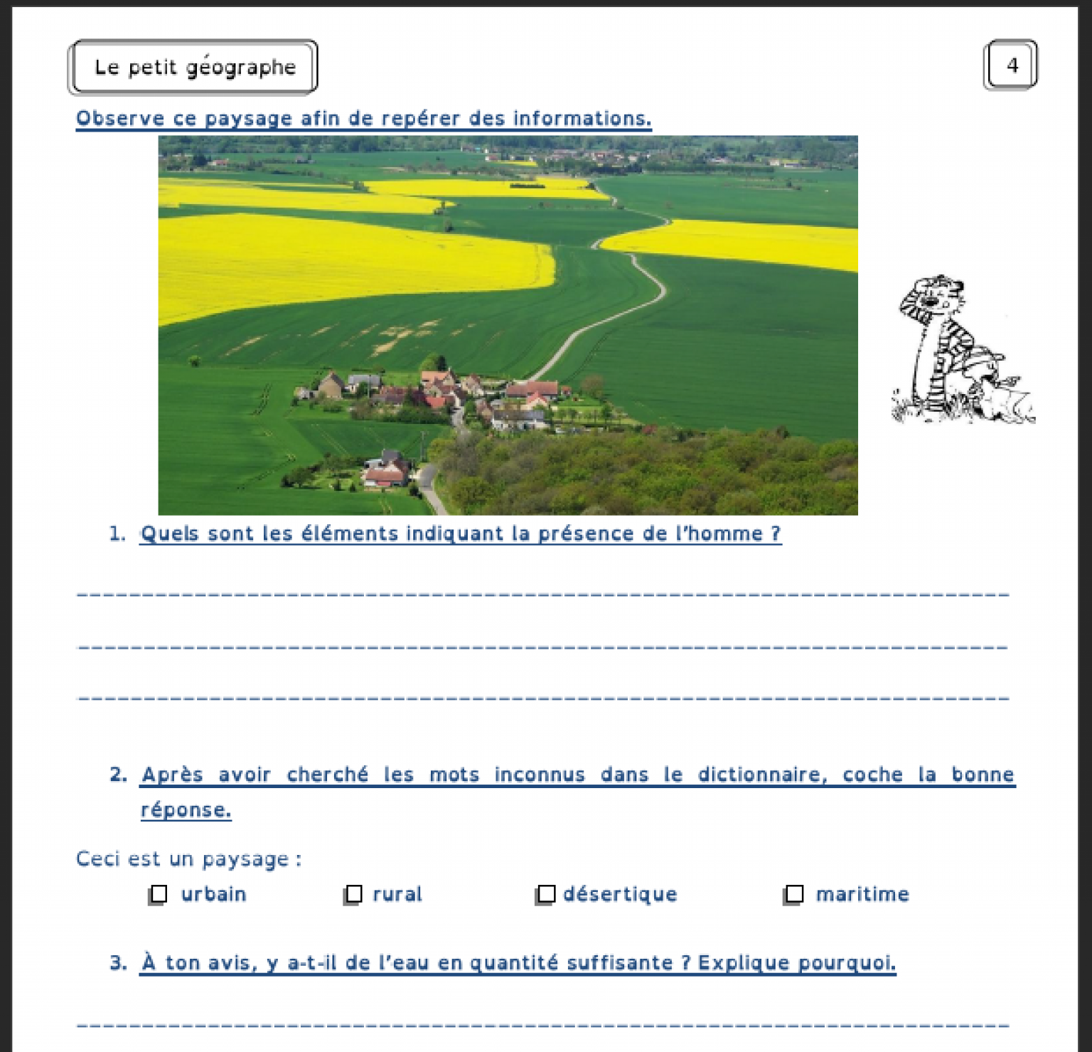 Les Différents Types De Paysages Ce2 Evaluation