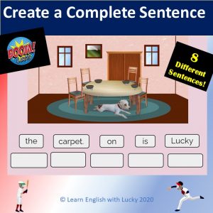 Boom Cards: Create a Complete Sentence (Créer une Phrase Complète)
