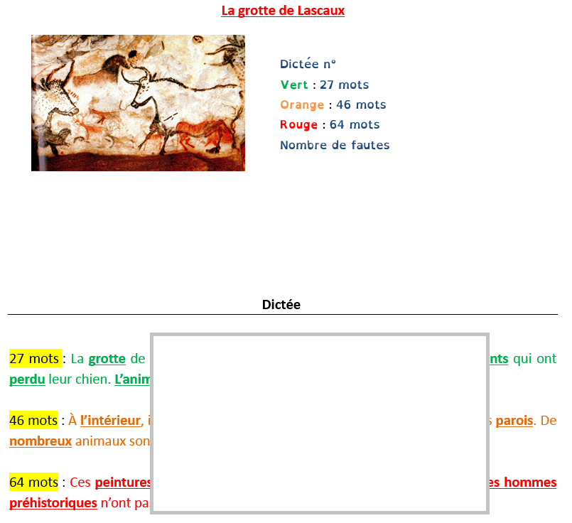 Dictée La Grotte De Lascaux S' Ou Ss