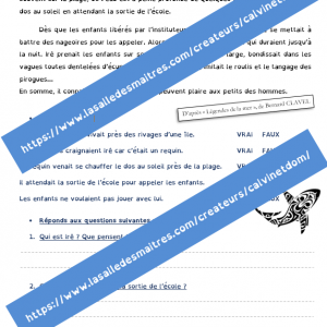 Lecture compréhension/Littérature – Le requin de Ta’aora