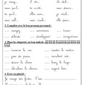 Fiches de conjugaison CE1