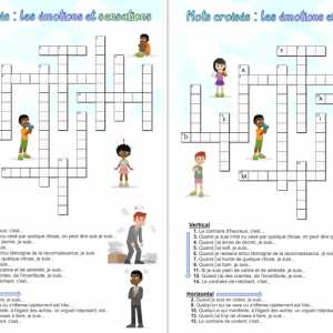 Mots croisés à imprimer : les émotions et sensations