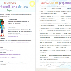 Les prépositions (grammaire) : leçons et exercices corrigés