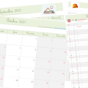 Calendrier modifiable 2021 / 2022