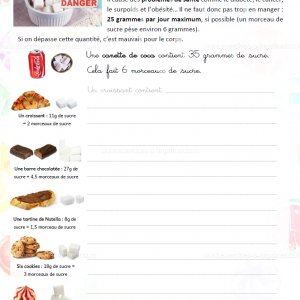 Exercice français A1 : Le sucre blanc dans notre nourriture