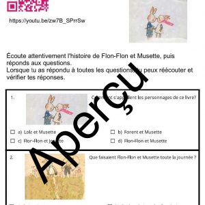 histoire racontée de Flon-Flon et Musette + compréhension (+vie de Chopin et questionnaire)