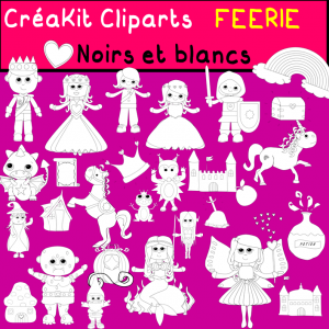 Cliparts CreaKit FEERIE noirs et blancs