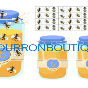Compte les abeilles sur les pots de miel