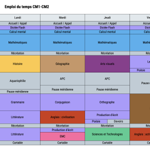 Emploi du temps CM1