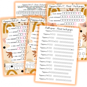 Atelier/Jeu: Conjugaison codée – Présent, tous groupes – 15 fiches