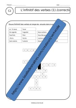 Mots fléchés Conjugaison CE2 l'infinitif des verbes C2 - Etude de la ...