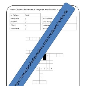 Mots fléchés Conjugaison CE2 l'infinitif des verbes C2