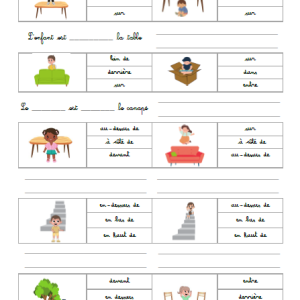 Exercice de grammaire : Les prépositions de lieu (CP, CE1)