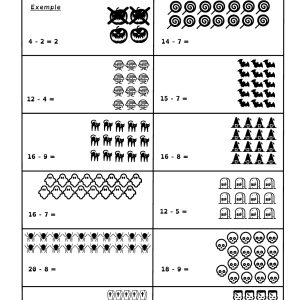 Fichier exercices sur la soustraction jusqu’à 19