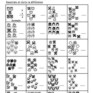 Dossier exercices soustractions : jusqu’à 10