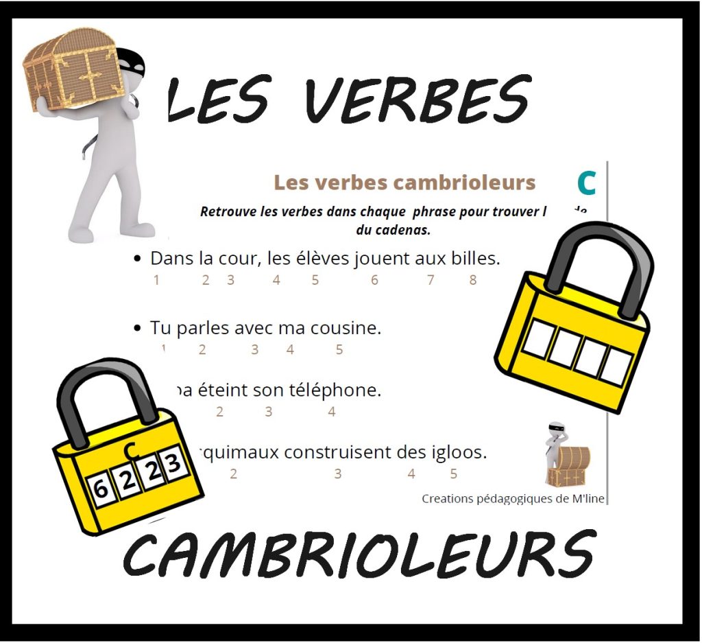 Les verbes cambrioleurs (CE1 CE2) Etude de la Langue, Jeux CE1, CE2