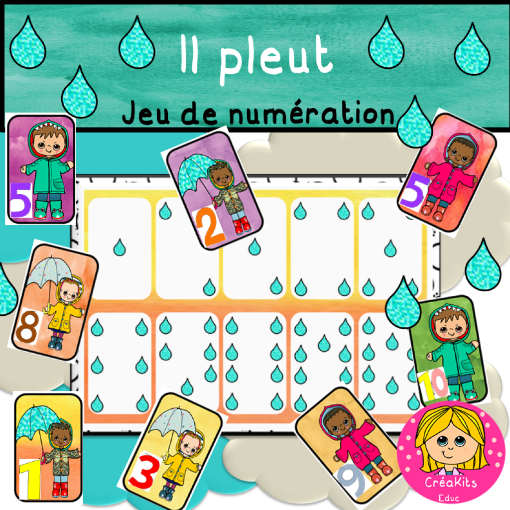 Jeu de numération Il PLEUT ! Mathématiques Grande Section, Maternelle