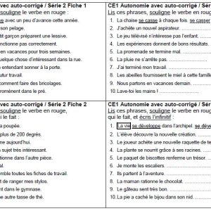 Exercices pour s'entraîner à repérer le verbe, donner l'infinitif, trouver le sujet - avec corrigé