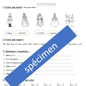Anglais : fiches de travail : la princesse au petit pois
