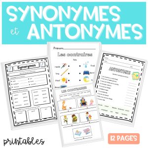 Antonymes Contraires Synonymes LIVRET ACTIVITÉS