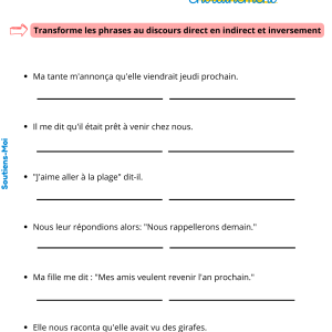 Leçon + entrainement Discours Rapporté (direct et indirect)