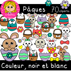 70 cliparts de Pâques en couleur et en noir et blanc