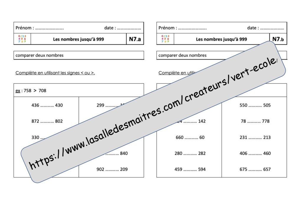 FICHIER numération CE2 (CE1/CM1) - Mathématiques CE1, CE2, CM1 - La