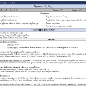 Séquence - Anglais Parties du corps My body