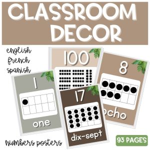 Français Anglais Espagnol Décor Affiches Boho NOMBRES