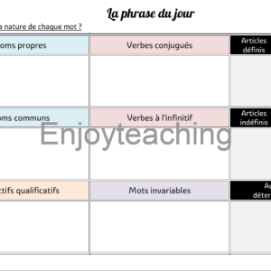 Fiche rituel "La phrase du jour" - Analyse grammaticale