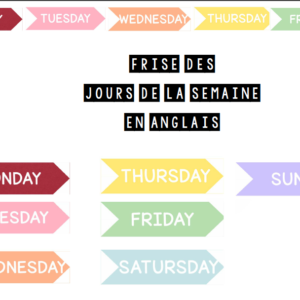 Les jours de la semaine en anglais- Affichage frise arc-en-ciel