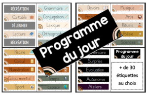 programme-du-jour-affichage-avec-tiquettes-divers-pour-les