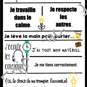 Affichage règles de vie de la classe / règlement