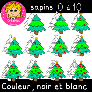 cliparts sapins pour compter de 0 à 10