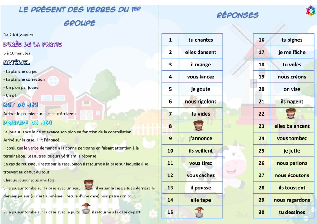 Evaluation Verbes 1er Groupe Présent Pdf Ce2 Jeu de plateau - Conjugaison - CE2/CM - Le présent des verbes du 1er