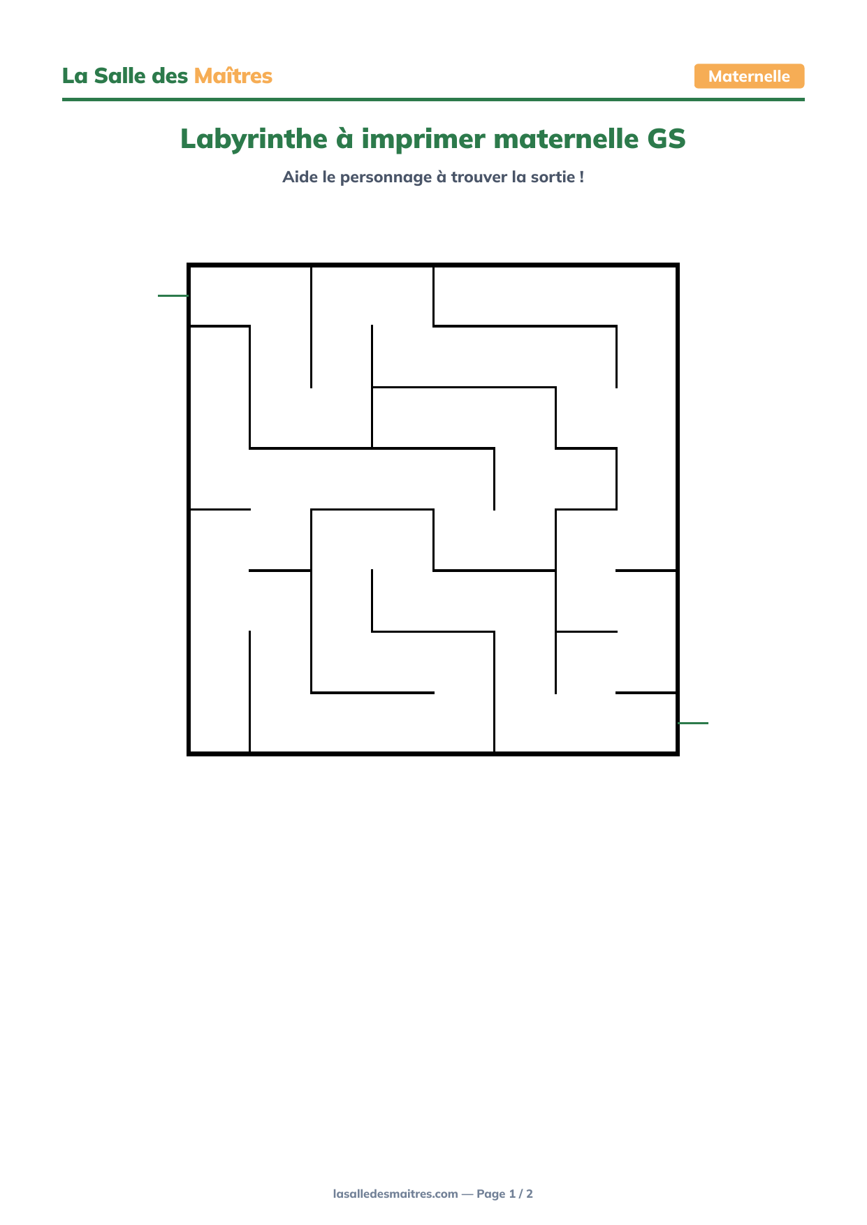 Aperçu Labyrinthe à imprimer maternelle GS